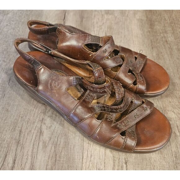 Ariat Womens 10B Brown Leather Sandals (Platform 2.25") Style‎ 96922 - Picture 1 of 9